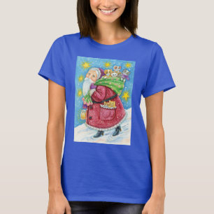 T-shirt Joyeux Noël, le Père Noël avec des chatons et des