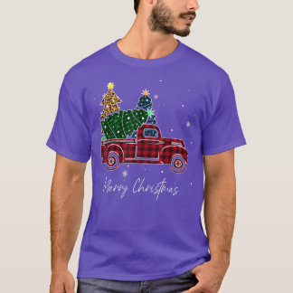 T-shirt Joyeux Noël Leopard Buffalo Camion Arbre Rouge Pla