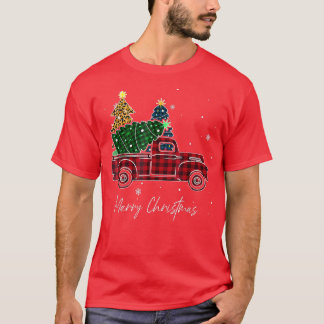 T-shirt Joyeux Noël Leopard Buffalo Camion Arbre Rouge Pla