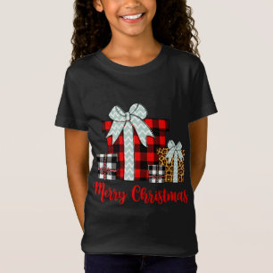 T-Shirt Joyeux Noël Leopard Buffalo Plaid Christmas Pr