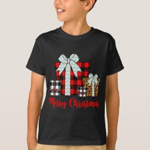 T-shirt Joyeux Noël Leopard Buffalo Plaid Christmas Pr