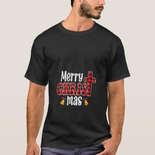T-shirt Joyeux Noël Leopard Buffalo Red Plaid Père Noël Fa