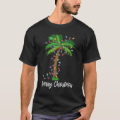 T-shirt Joyeux Noël Lumières Palm Tree Beach Noël Pyjama (Devant)