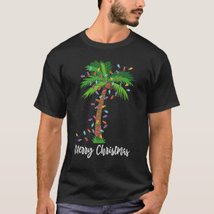 T-shirt Joyeux Noël Lumières Palm Tree Beach Noël Pyjama