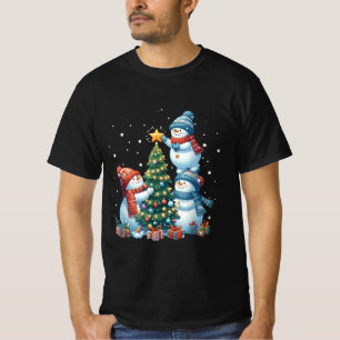T-shirt Joyeux Noël Lumières Rouge Noël Chapeau Noël Famil