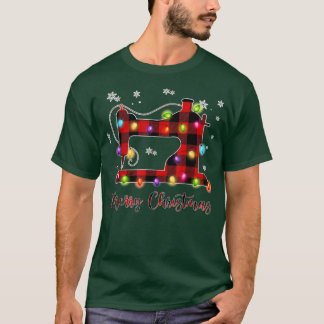 T-shirt Joyeux Noël Machine à coudre Xmas Arbre clair Roug