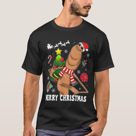T-shirt Joyeux Noël Marcus Le Ver Fun Mème Dérangé (Devant)