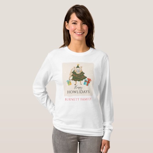 T-shirt Joyeux Noël Matching Family Chien Howlidays (Devant entier)