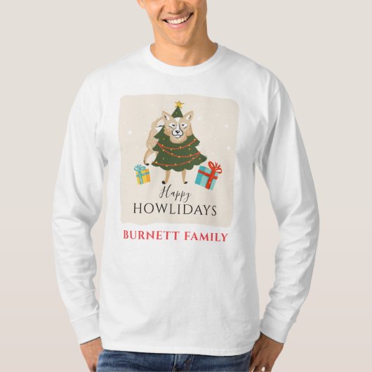 T-shirt Joyeux Noël Matching Family Chien Howlidays (Devant)
