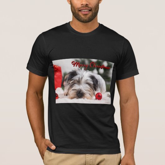 T-shirt Joyeux Noël mignon chien animal Terrier Fun T-shir (Devant)