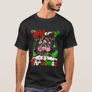 T-shirt Joyeux Noël mignon Flamant rose Amour paysan Famil