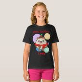 T-shirt Joyeux Noël mignon Kawaii Hérisson amical (Devant entier)