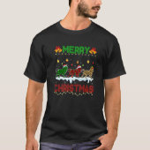 T-shirt Joyeux Noël mignon Lion Xmas Leopard Plaid Père No (Devant)