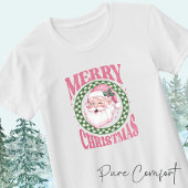 T-shirt Joyeux Noël mignon Père Noël rose parties scintill
