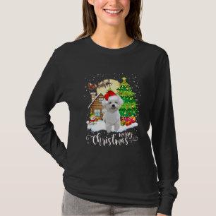 T-shirt Joyeux Noël mignonne Bichon Frise Père Noël avec N