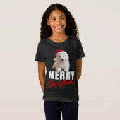 T-Shirt Joyeux Noël mignonne Samoyé Chiot avec Santa Hat (Devant entier)