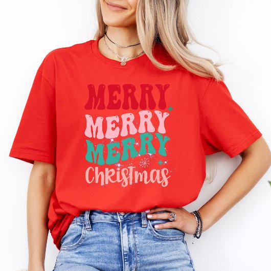 T-shirt Joyeux Noël Moderne Femmes Noël Fun Rouge