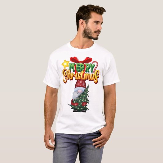T-shirt Joyeux Noël moderne Père Noël (Devant entier)