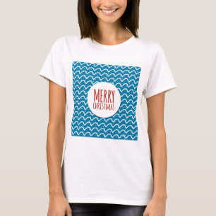 T-shirt Joyeux Noël Motif sans couture Texture bleue