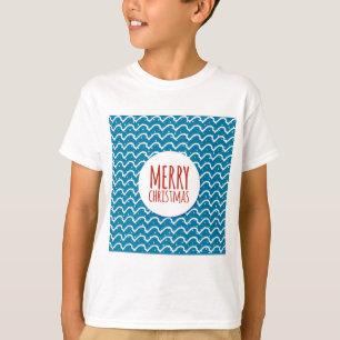 T-shirt Joyeux Noël Motif Sans Couture Texture Bleue