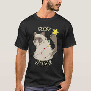 T-shirt Joyeux Noël Noël Hommes Femmes Enfants Drôle Chat