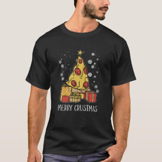 T-shirt Joyeux Noël Noël Nourriture Arbre de Noël Pizza