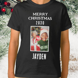 T-shirt Joyeux Noël Nom Et Photo Boys Noir