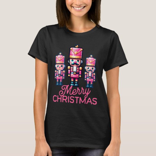 T-shirt Joyeux Noël Nutcracker Mignonne Famille Fêtes Femm (Devant)
