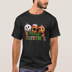 T-shirt Joyeux Noël Ornement Balls Buffalo Plaid Leopa