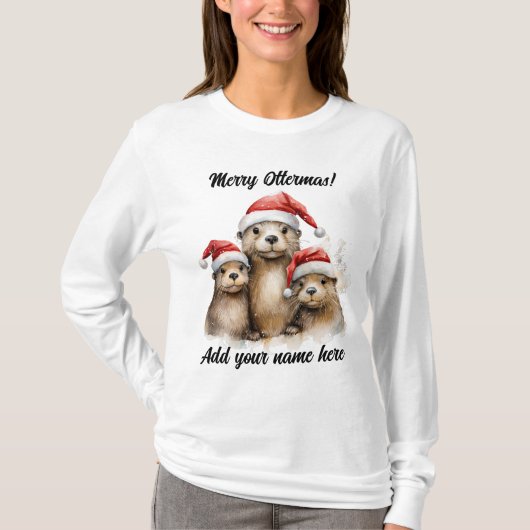 T-shirt Joyeux Noël Ottermas personnalisable (Devant)