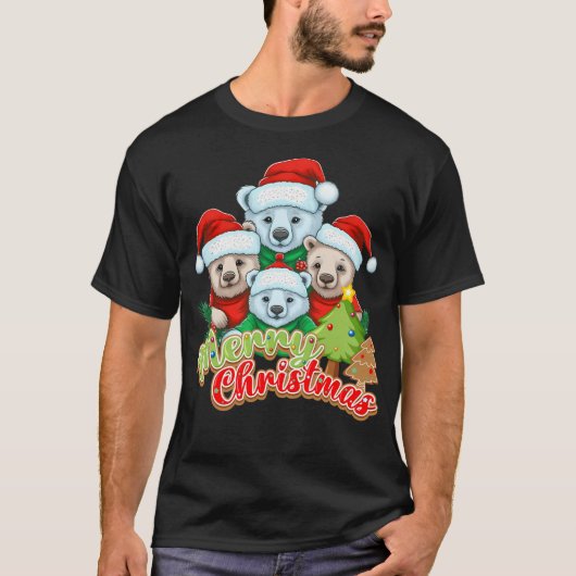 T-shirt Joyeux Noël Ours Famille (Devant)
