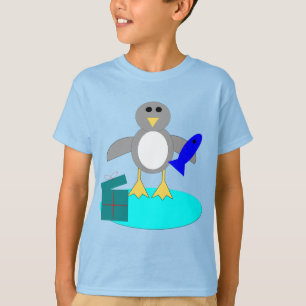 T-shirt Joyeux Noël Pêche Pingouin Enfants T Chemise