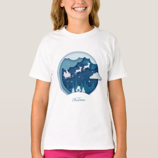 T-shirt Joyeux Noël - Père Noël avec la neige tomber T-shi