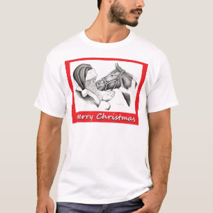 T-shirt Joyeux Noël Père Noël et Cheval