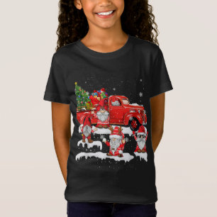 T-Shirt Joyeux Noël Père Noël Gnome avec Camion Rouge Gnom