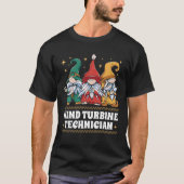 T-shirt Joyeux Noël Père Noël Gnome Xmas Vent Turbine Tech (Devant)