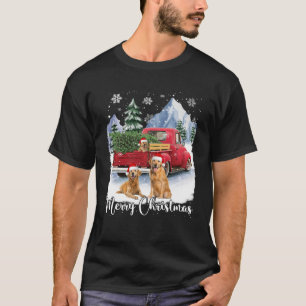 T-shirt Joyeux Noël Père Noël Golden Retriever Red Truck X
