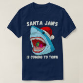 T-shirt Joyeux Noël Père Noël Jaws arrive à Town Funny (Design devant)