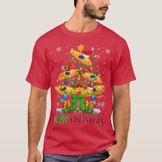 T-shirt Joyeux Noël Père Noël Kayak Bateaux Xmas Tree Ligh