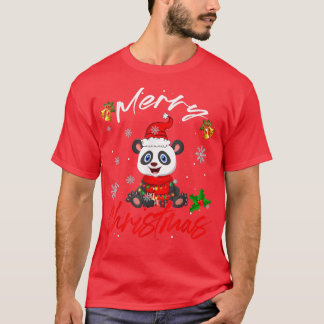 T-shirt Joyeux Noël Père Noël Panda Xmas Lumières Drôle Fa