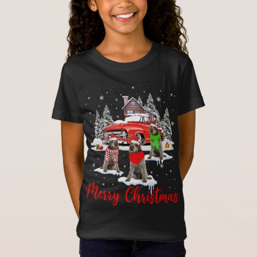T-Shirt Joyeux Noël Père Noël Pointeur À poils durs Griffo (Devant)