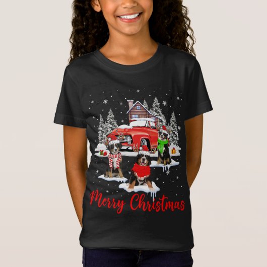 T-Shirt Joyeux Noël Père Noël Reindeer Bernese Mountain Wi (Devant)