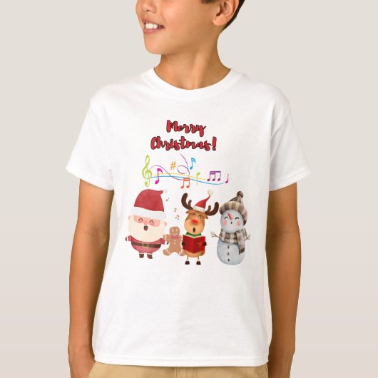 T-shirt Joyeux Noël Père Noël Reindeer Snowmen (Devant)