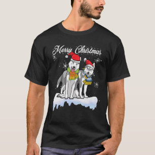 T-shirt Joyeux Noël Père Noël Sibérien Husky Chien Noël