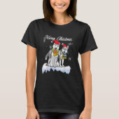 T-shirt Joyeux Noël Père Noël Sibérien Husky Chien Noël (Devant)