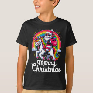 T-shirt Joyeux Noël Père Noël Unicorn Girls Enfants Funny 