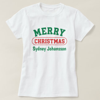 T-shirt Joyeux Noël personnalisé Rétro Nom personnalisé