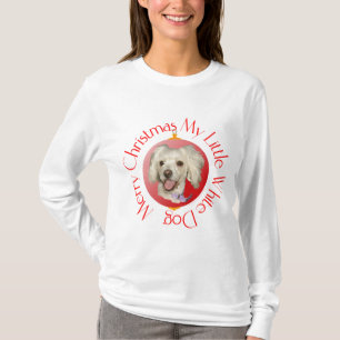 T-shirt Joyeux Noël Petit Chien Blanc Caniche / Bichon