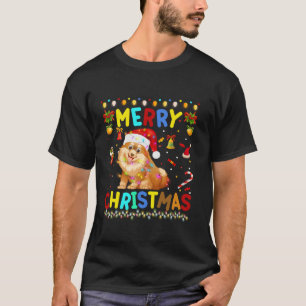 T-shirt Joyeux Noël Petit Spitz Santa Hat Lights Noël