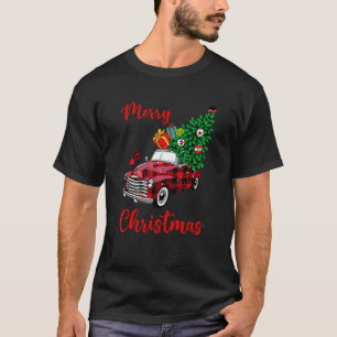 T-shirt Joyeux Noël Plaid Camion Rouge Xmas Tree Hommes